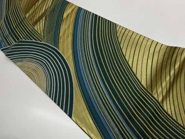 JAPANESE KIMONO / CURVED PATTERN WOVEN FUKURO OBI